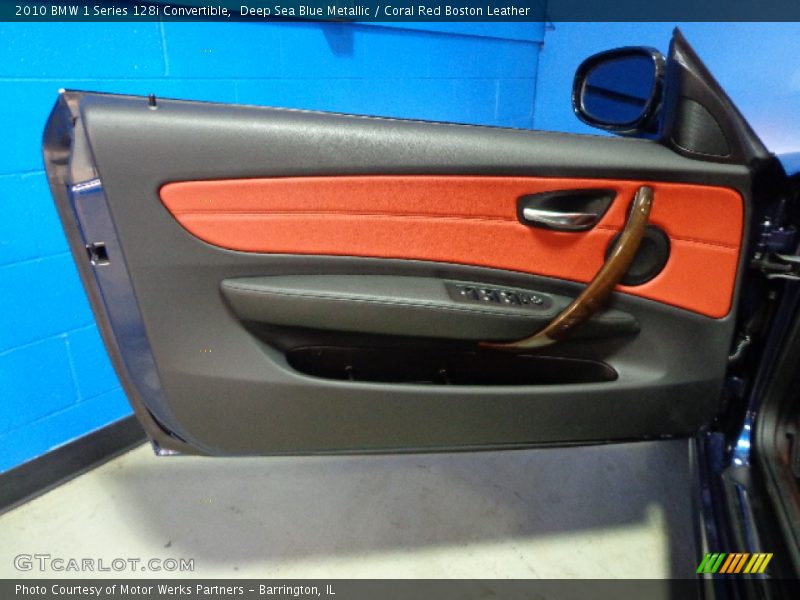 Deep Sea Blue Metallic / Coral Red Boston Leather 2010 BMW 1 Series 128i Convertible