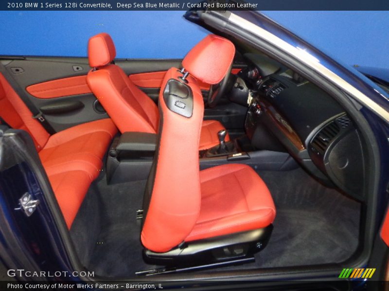 Deep Sea Blue Metallic / Coral Red Boston Leather 2010 BMW 1 Series 128i Convertible
