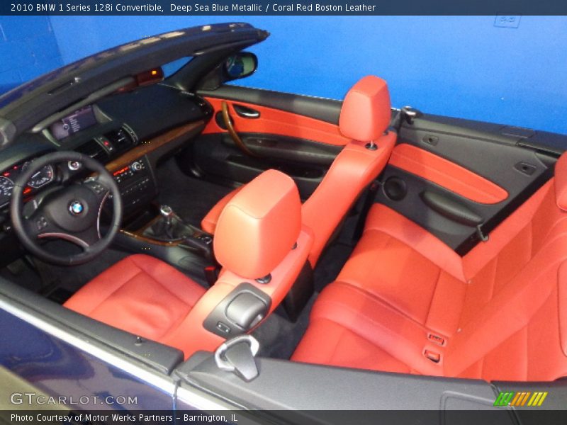 Deep Sea Blue Metallic / Coral Red Boston Leather 2010 BMW 1 Series 128i Convertible