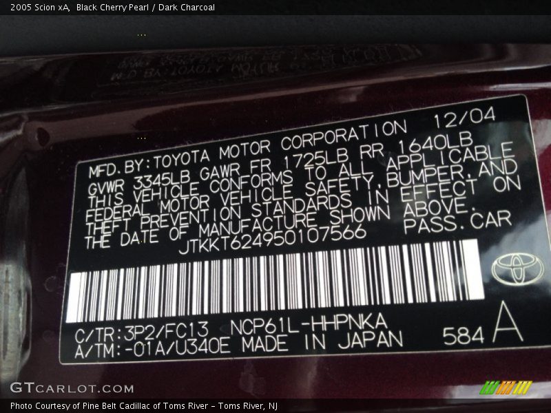Black Cherry Pearl / Dark Charcoal 2005 Scion xA