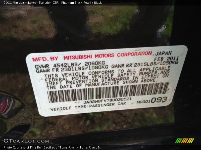 Phantom Black Pearl / Black 2011 Mitsubishi Lancer Evolution GSR