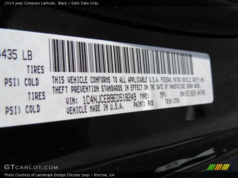 Black / Dark Slate Gray 2014 Jeep Compass Latitude