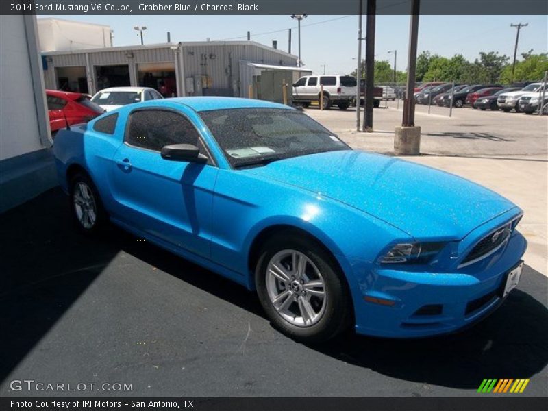 Grabber Blue / Charcoal Black 2014 Ford Mustang V6 Coupe