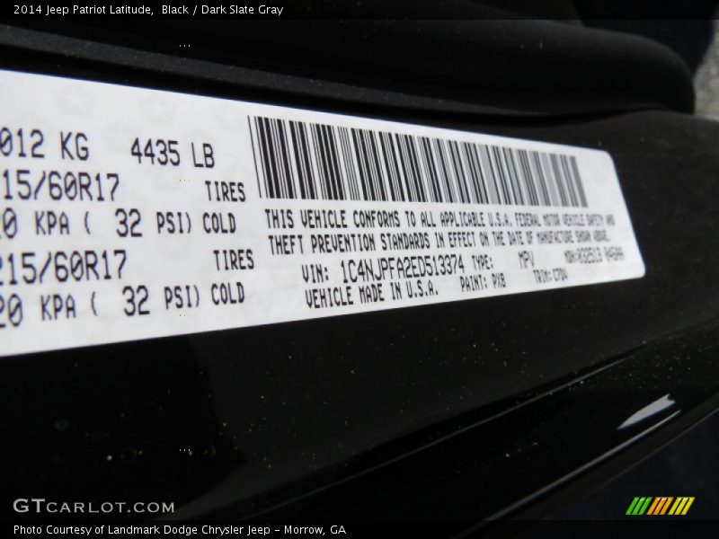 Black / Dark Slate Gray 2014 Jeep Patriot Latitude