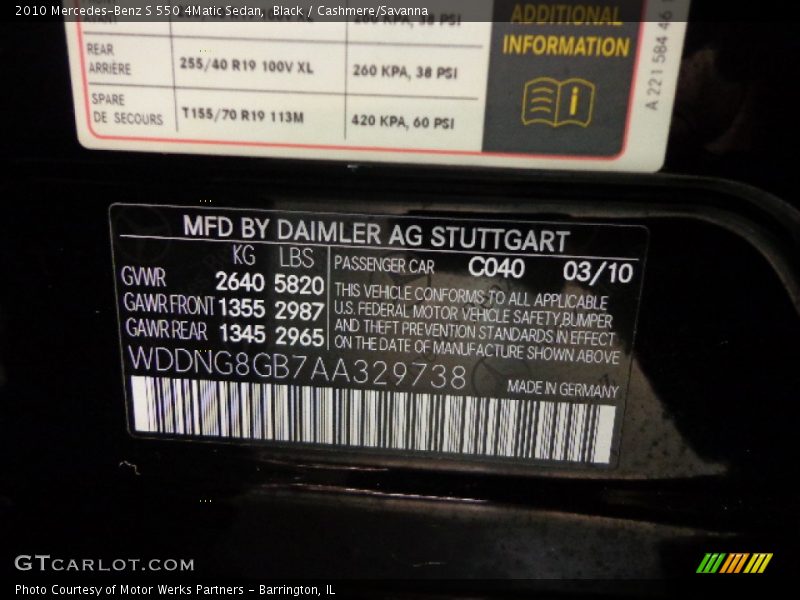 Black / Cashmere/Savanna 2010 Mercedes-Benz S 550 4Matic Sedan