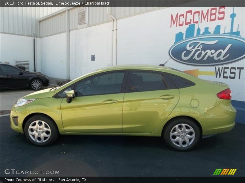 Lime Squeeze / Charcoal Black 2013 Ford Fiesta SE Sedan