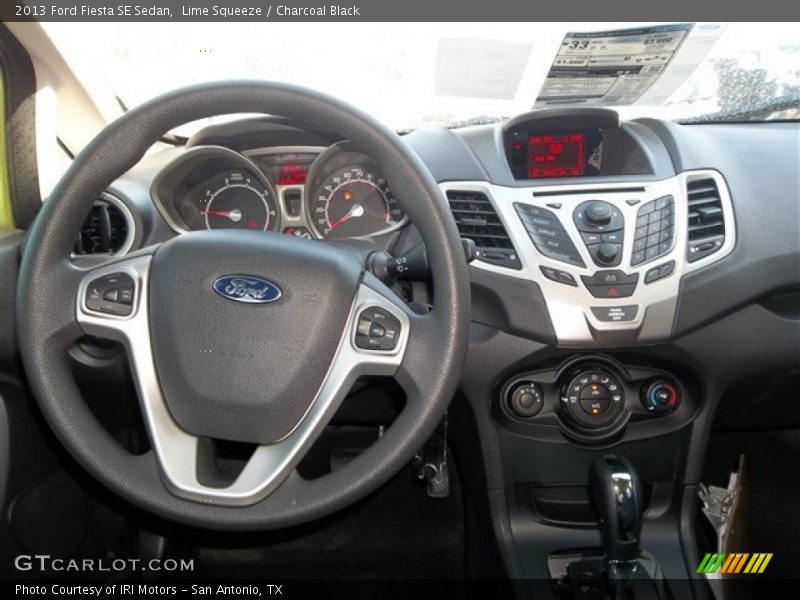 Lime Squeeze / Charcoal Black 2013 Ford Fiesta SE Sedan