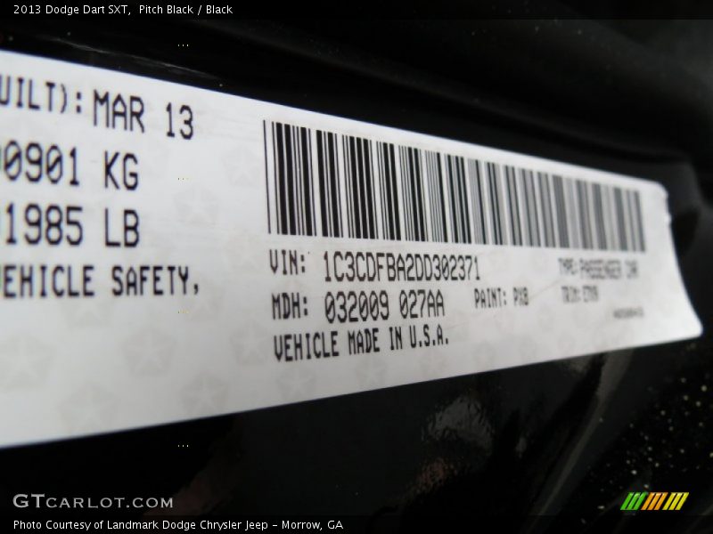 Pitch Black / Black 2013 Dodge Dart SXT