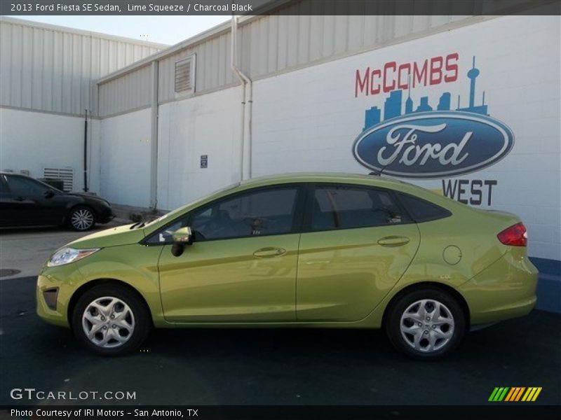 Lime Squeeze / Charcoal Black 2013 Ford Fiesta SE Sedan