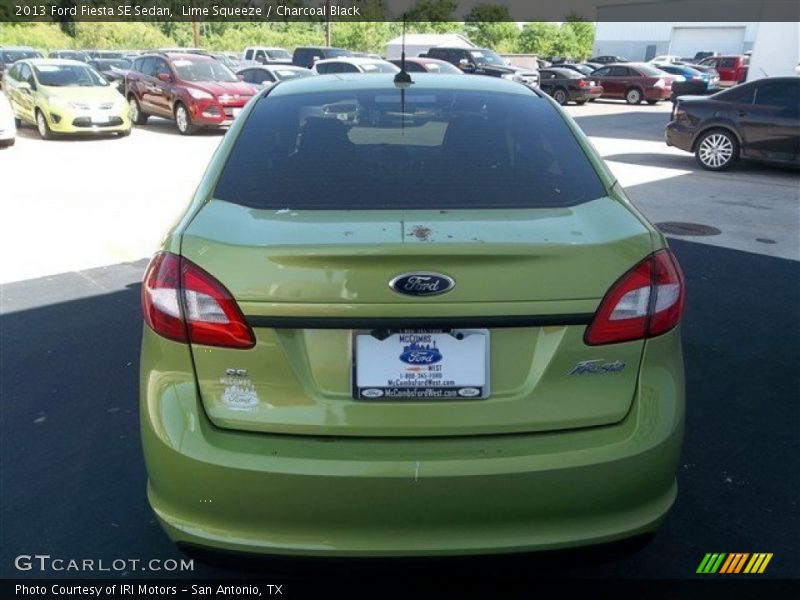 Lime Squeeze / Charcoal Black 2013 Ford Fiesta SE Sedan