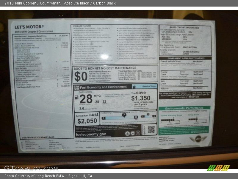 Absolute Black / Carbon Black 2013 Mini Cooper S Countryman