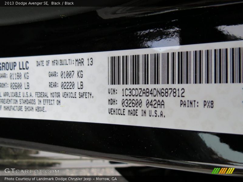 Black / Black 2013 Dodge Avenger SE