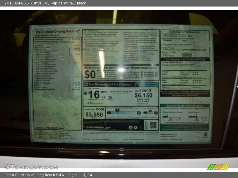 Alpine White / Black 2013 BMW X5 xDrive 50i