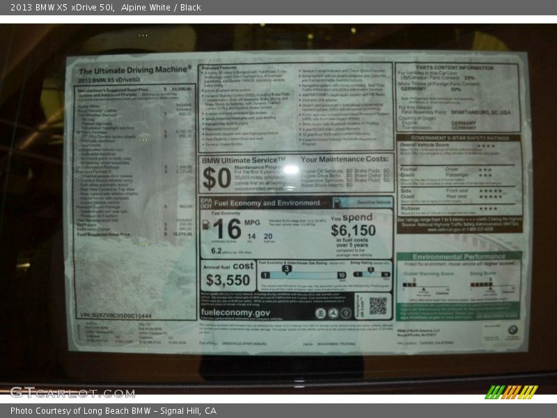 Alpine White / Black 2013 BMW X5 xDrive 50i