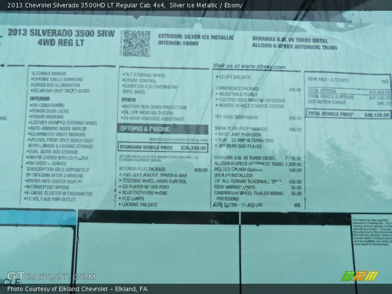 Silver Ice Metallic / Ebony 2013 Chevrolet Silverado 3500HD LT Regular Cab 4x4