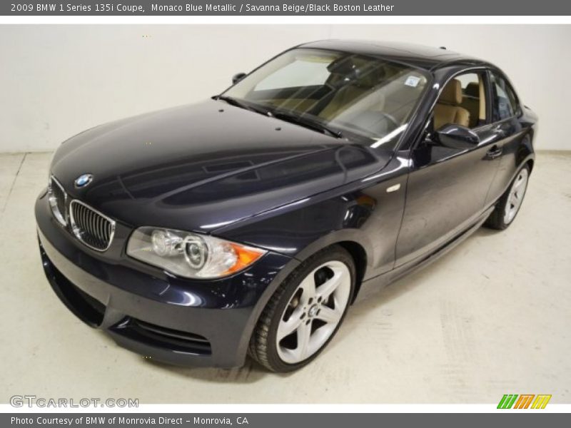 Monaco Blue Metallic / Savanna Beige/Black Boston Leather 2009 BMW 1 Series 135i Coupe