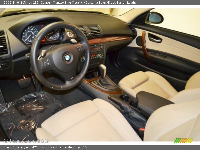 Savanna Beige/Black Boston Leather Interior - 2009 1 Series 135i Coupe 
