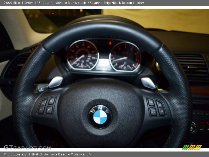 Monaco Blue Metallic / Savanna Beige/Black Boston Leather 2009 BMW 1 Series 135i Coupe