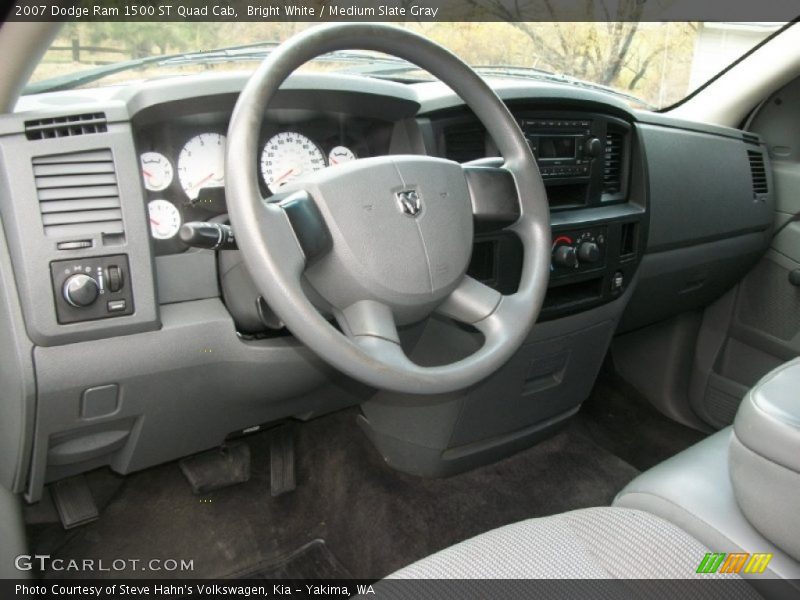 Bright White / Medium Slate Gray 2007 Dodge Ram 1500 ST Quad Cab