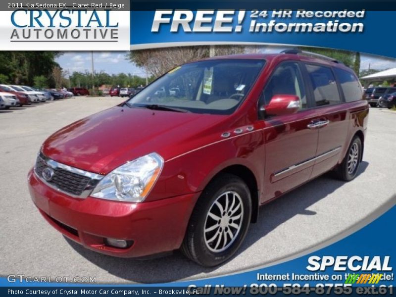 Claret Red / Beige 2011 Kia Sedona EX