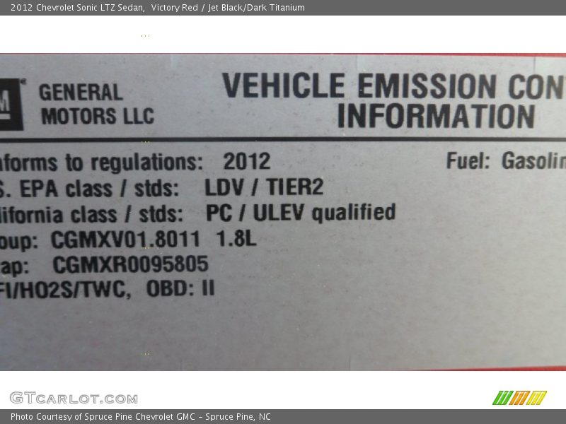 Victory Red / Jet Black/Dark Titanium 2012 Chevrolet Sonic LTZ Sedan