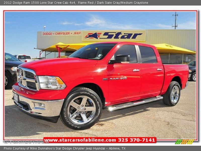 Flame Red / Dark Slate Gray/Medium Graystone 2012 Dodge Ram 1500 Lone Star Crew Cab 4x4