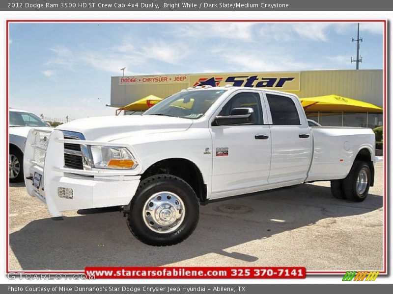 Bright White / Dark Slate/Medium Graystone 2012 Dodge Ram 3500 HD ST Crew Cab 4x4 Dually