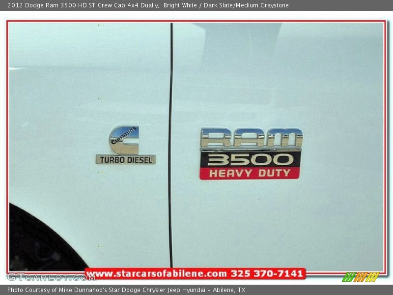 Bright White / Dark Slate/Medium Graystone 2012 Dodge Ram 3500 HD ST Crew Cab 4x4 Dually
