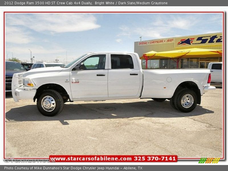 Bright White / Dark Slate/Medium Graystone 2012 Dodge Ram 3500 HD ST Crew Cab 4x4 Dually
