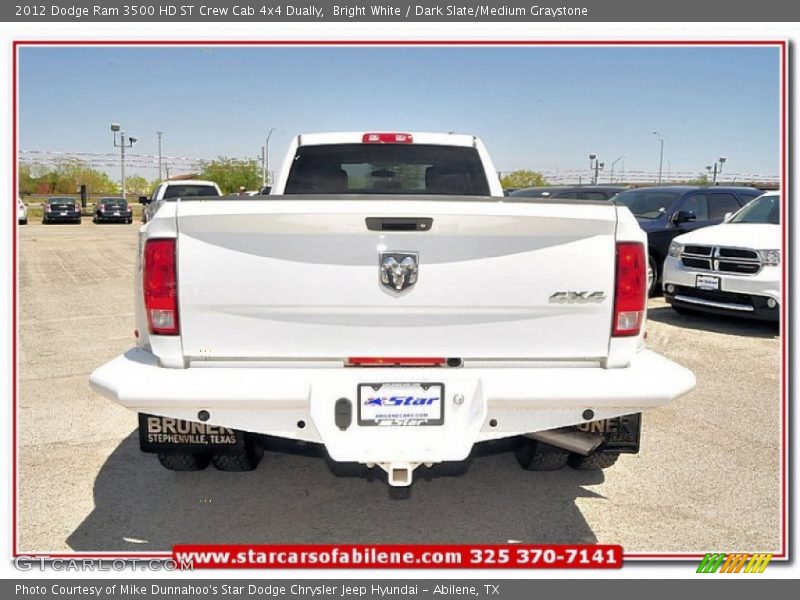 Bright White / Dark Slate/Medium Graystone 2012 Dodge Ram 3500 HD ST Crew Cab 4x4 Dually