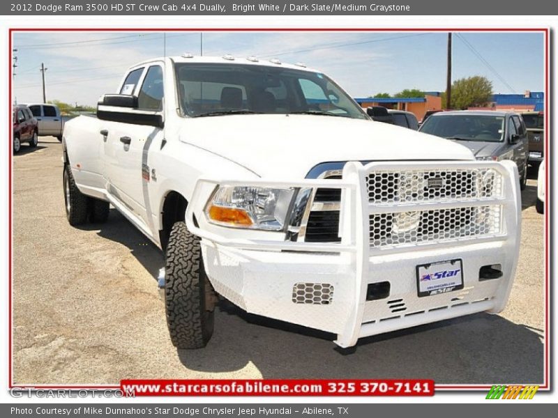 Bright White / Dark Slate/Medium Graystone 2012 Dodge Ram 3500 HD ST Crew Cab 4x4 Dually