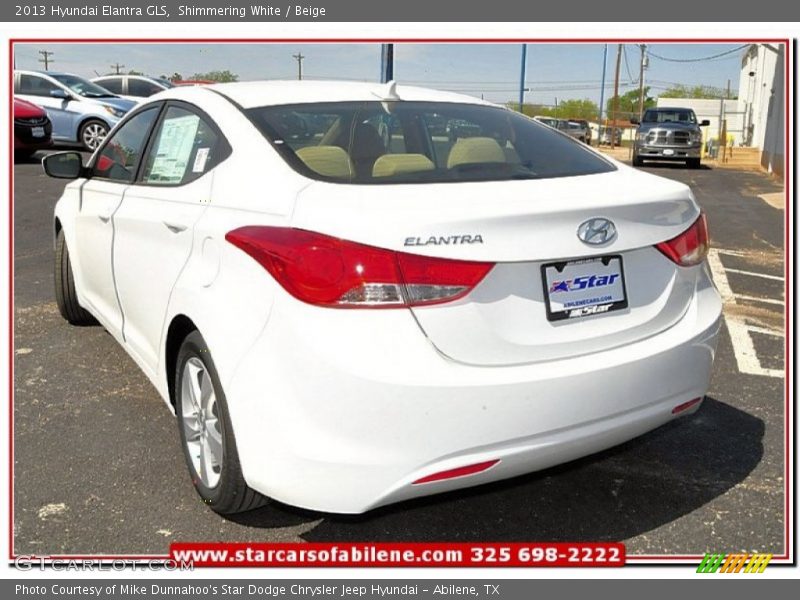 Shimmering White / Beige 2013 Hyundai Elantra GLS