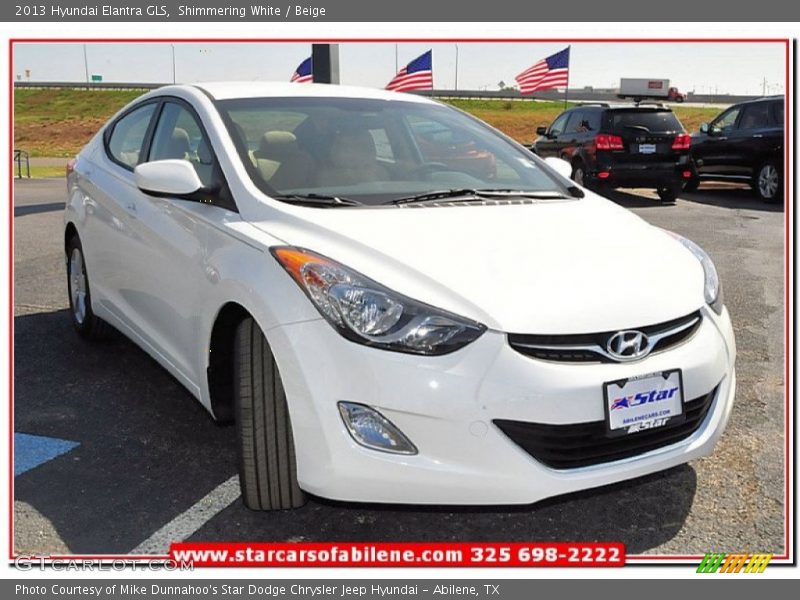 Shimmering White / Beige 2013 Hyundai Elantra GLS