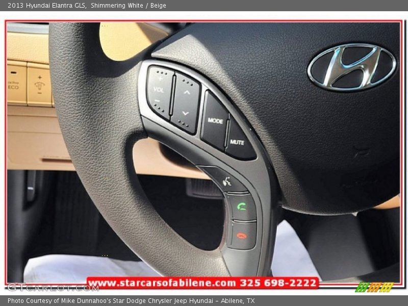 Shimmering White / Beige 2013 Hyundai Elantra GLS