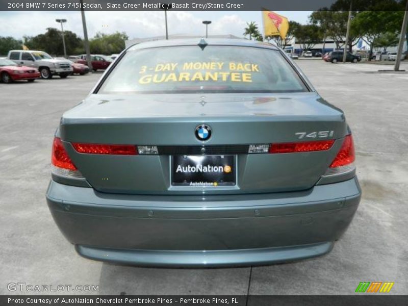 Slate Green Metallic / Basalt Grey/Stone Green 2004 BMW 7 Series 745i Sedan