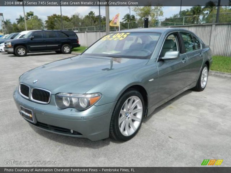 Slate Green Metallic / Basalt Grey/Stone Green 2004 BMW 7 Series 745i Sedan