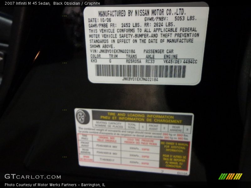 Black Obsidian / Graphite 2007 Infiniti M 45 Sedan