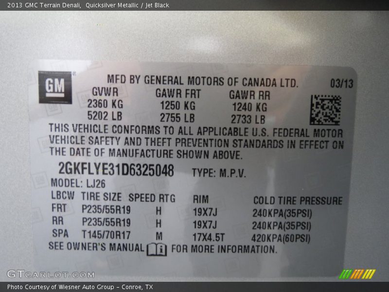 Quicksilver Metallic / Jet Black 2013 GMC Terrain Denali