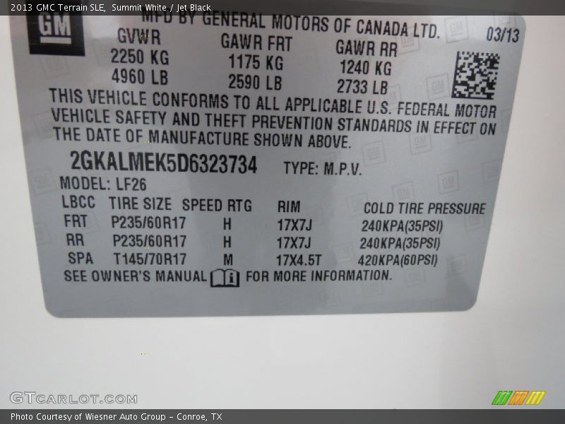 Summit White / Jet Black 2013 GMC Terrain SLE