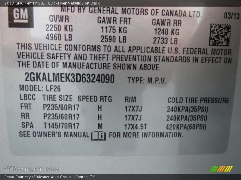 Quicksilver Metallic / Jet Black 2013 GMC Terrain SLE