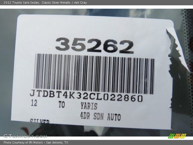 Classic Silver Metallic / Ash Gray 2012 Toyota Yaris Sedan