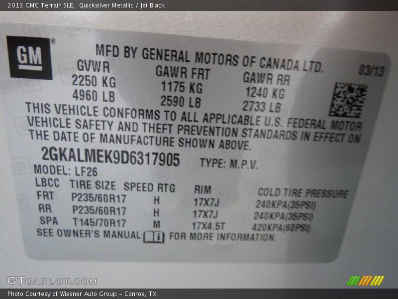 Quicksilver Metallic / Jet Black 2013 GMC Terrain SLE