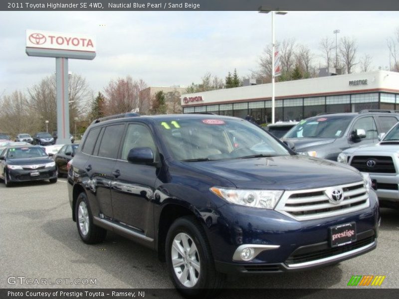 Nautical Blue Pearl / Sand Beige 2011 Toyota Highlander SE 4WD
