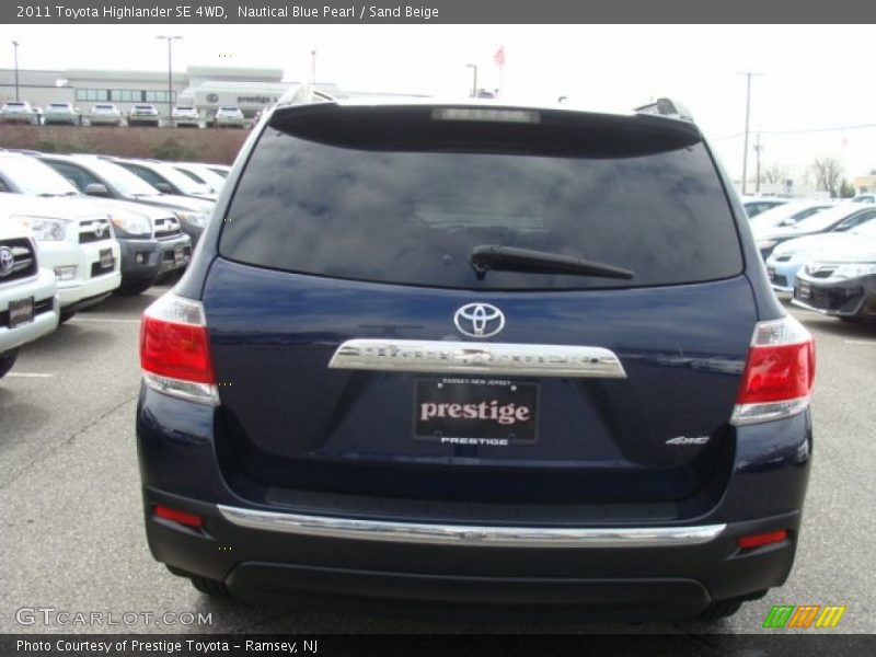 Nautical Blue Pearl / Sand Beige 2011 Toyota Highlander SE 4WD