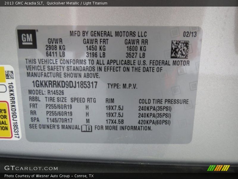 Quicksilver Metallic / Light Titanium 2013 GMC Acadia SLT