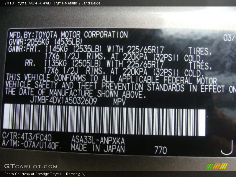 Pyrite Metallic / Sand Beige 2010 Toyota RAV4 I4 4WD