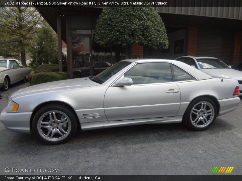 Silver Arrow Ultra Metallic / Silver/Black 2002 Mercedes-Benz SL 500 Silver Arrow Roadster