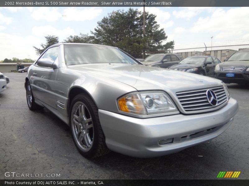 Silver Arrow Ultra Metallic / Silver/Black 2002 Mercedes-Benz SL 500 Silver Arrow Roadster