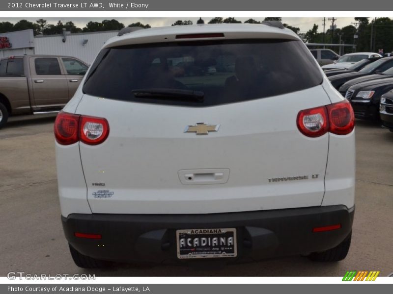 White / Ebony 2012 Chevrolet Traverse LT AWD