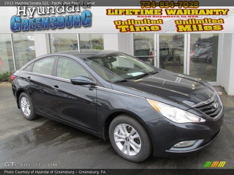 Pacific Blue Pearl / Camel 2013 Hyundai Sonata GLS